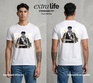 Cazadores de la Noche | El Pilar de Piedra #01018 - Playera Standard Fit | Pure White - Foto en modelo