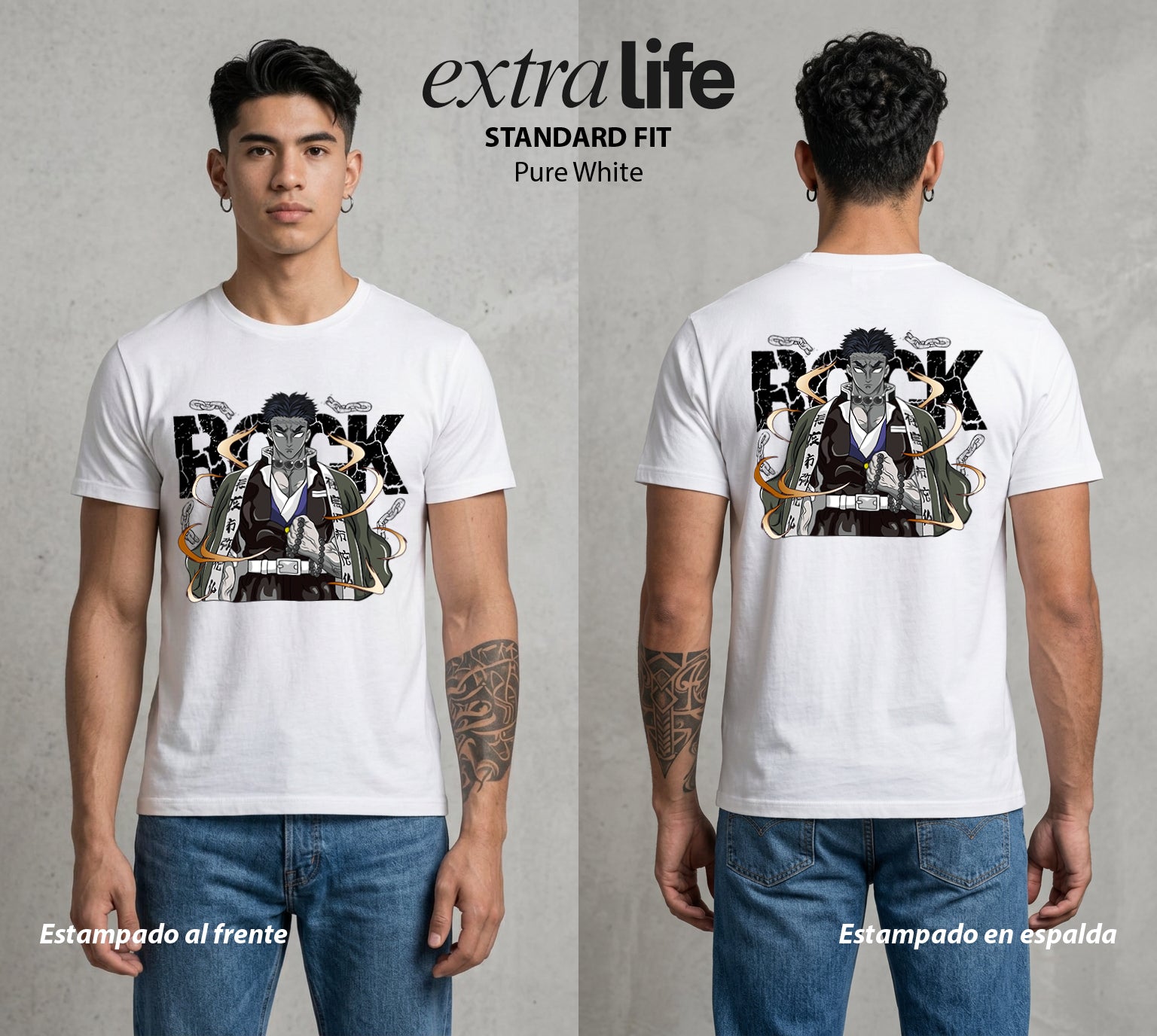 Cazadores de la Noche | Lagrimas y Poder #01019 - Playera Standard Fit | Pure White - Foto en modelo