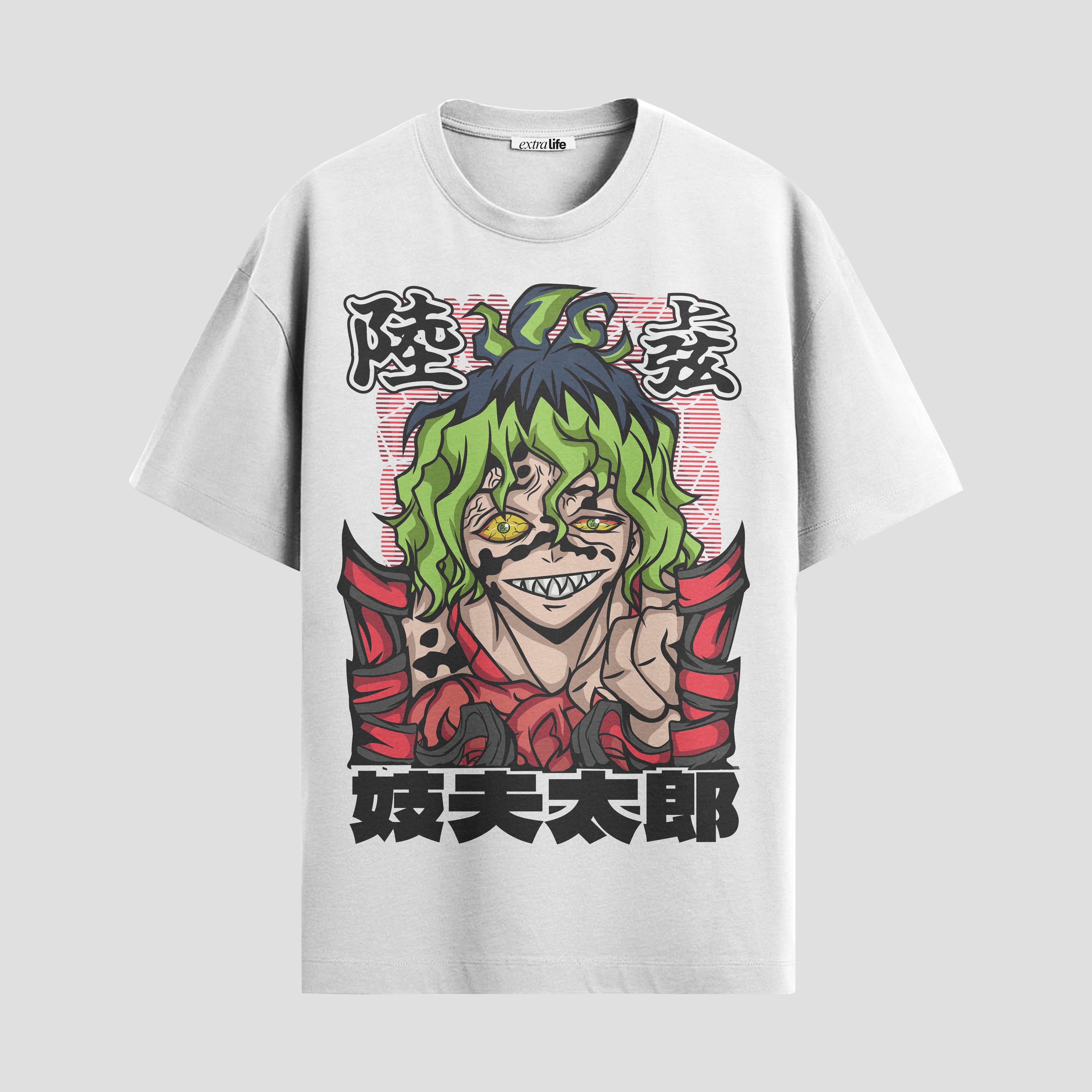 Playera urbana de anime y gaming ExtraLife MX, corte Standard Fit unisex ligero y transpirable en color Deep Black y Pure White, ropa de uso diario para gym y casual.