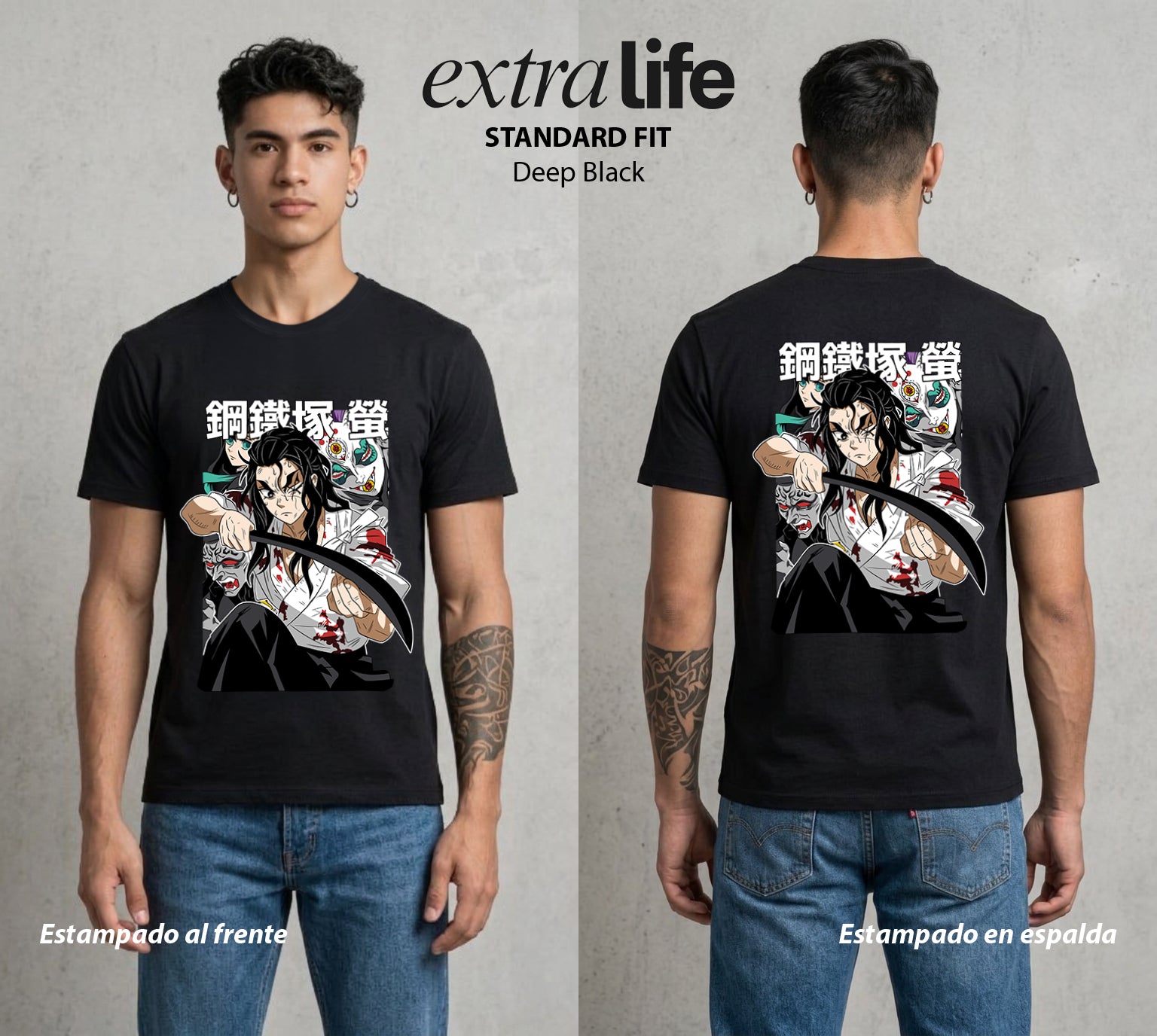 Cazadores de la Noche | El Forjador del Filo #01024 - Playera Standard Fit | Deep Black - Foto en modelo