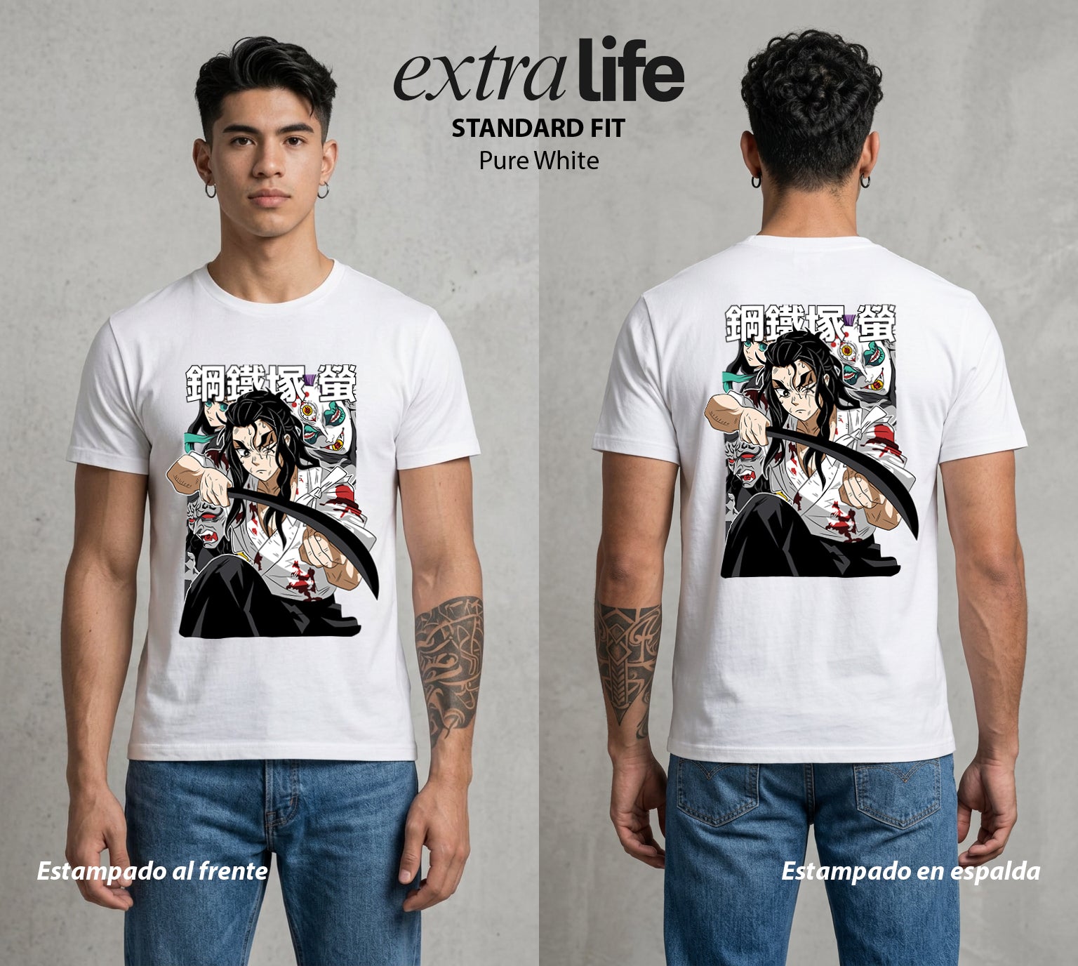 Cazadores de la Noche | El Forjador del Filo #01024 - Playera Standard Fit | Pure White - Foto en modelo