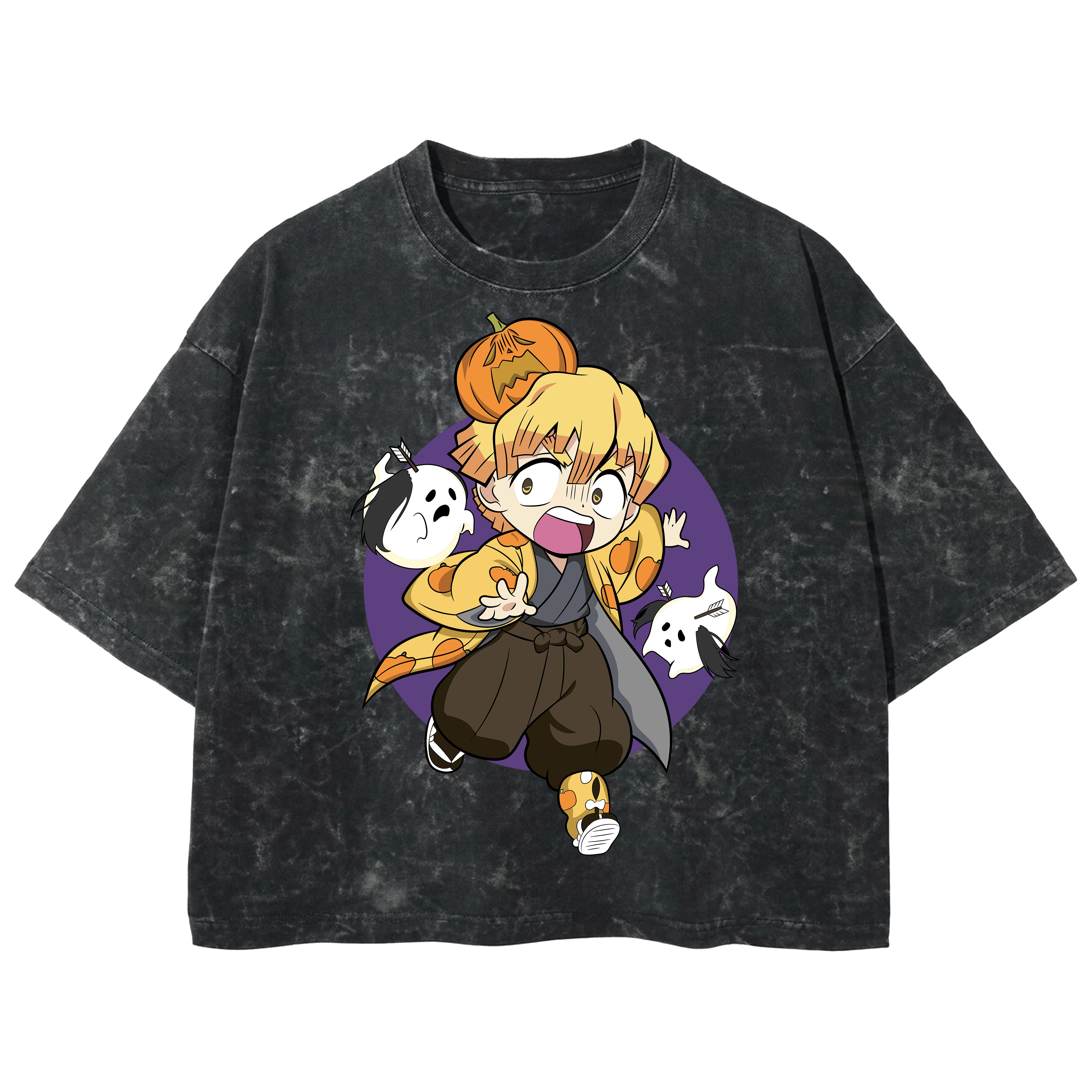 Playera streetwear premium de anime y gaming ExtraLife MX, corte boxy deluxe mineral wash heavyweight en color Acid Wash, moda urbana mexicana de culto.