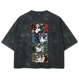 Playera streetwear premium de anime y gaming ExtraLife MX, corte boxy deluxe mineral wash heavyweight en color Acid Wash, moda urbana mexicana de culto.