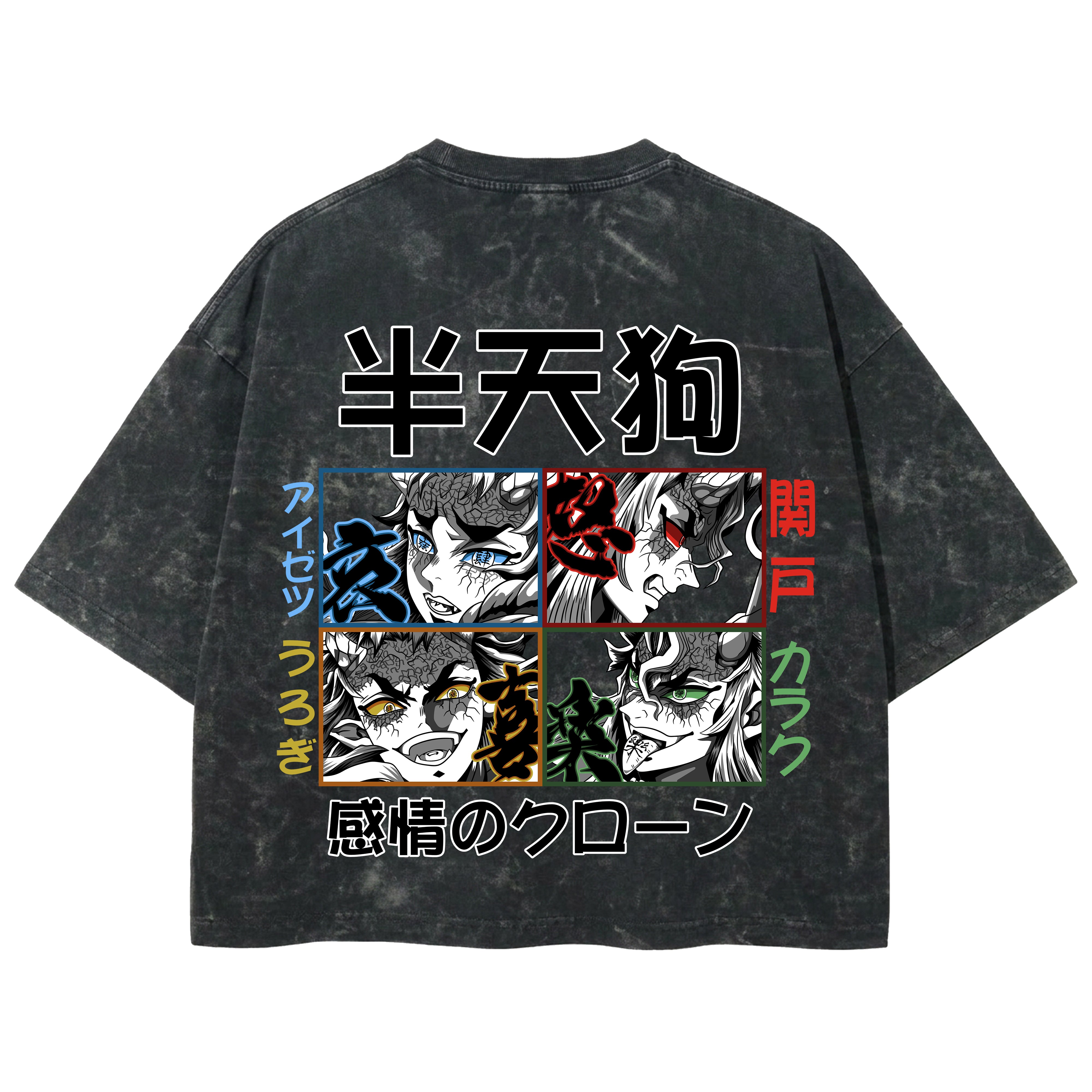 Playera streetwear premium de anime y gaming ExtraLife MX, corte boxy deluxe mineral wash heavyweight en color Acid Wash, moda urbana mexicana de culto.