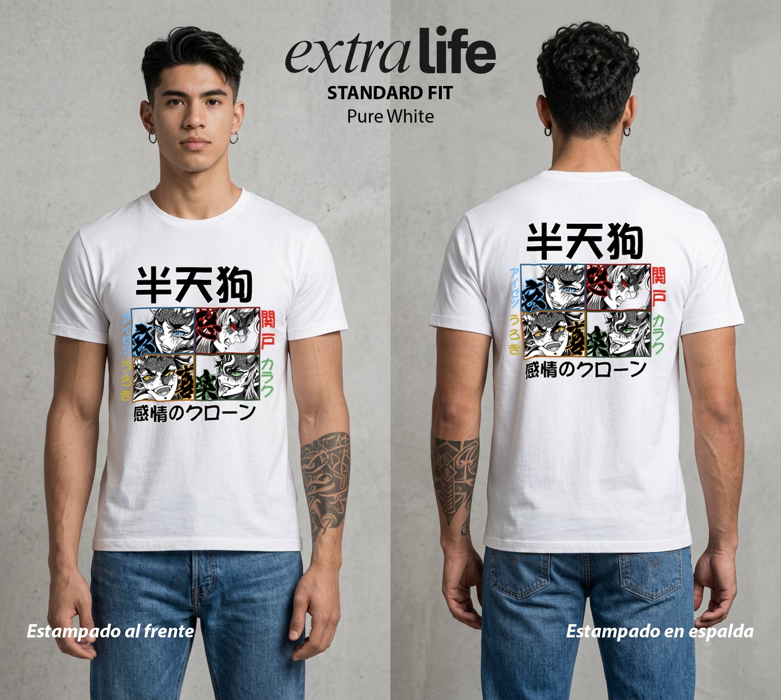 Cazadores de la Noche | Las Emociones del Mal #01032 - Playera Standard Fit | Pure White - Foto en modelo