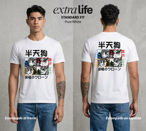 Cazadores de la Noche | Las Emociones del Mal #01032 - Playera Standard Fit | Pure White - Foto en modelo