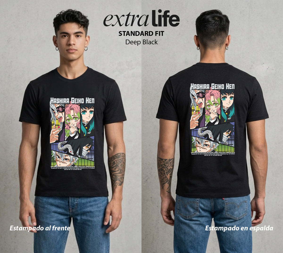 Cazadores de la Noche | Demon Slayer Hashiras #01037 - Playera Classic Premium | Deep Black - Foto en modelo