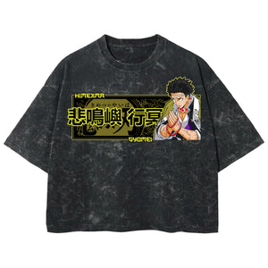 Playera streetwear premium de anime y gaming ExtraLife MX, corte boxy deluxe mineral wash heavyweight en color Acid Wash, moda urbana mexicana de culto.