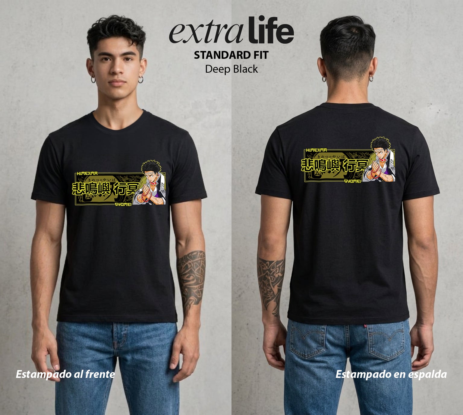 Cazadores de la Noche | Demon Slayer Himejima #01040 - Playera Standard Fit | Deep Black - Foto en modelo