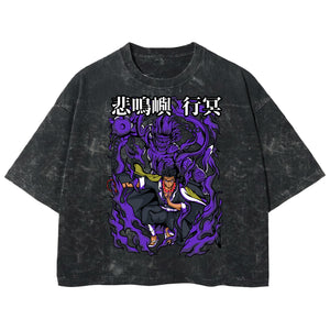 Playera streetwear premium de anime y gaming ExtraLife MX, corte boxy deluxe mineral wash heavyweight en color Acid Wash, moda urbana mexicana de culto.