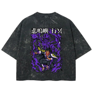 Playera streetwear premium de anime y gaming ExtraLife MX, corte boxy deluxe mineral wash heavyweight en color Acid Wash, moda urbana mexicana de culto.