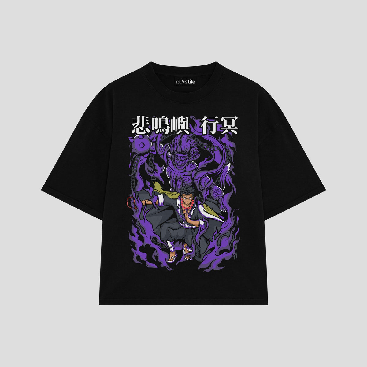 Playera streetwear premium de anime y gaming ExtraLife MX, corte oversized drop shoulder ligero y fresco en color Deep Black y Off-White, moda urbana mexicana de culto.