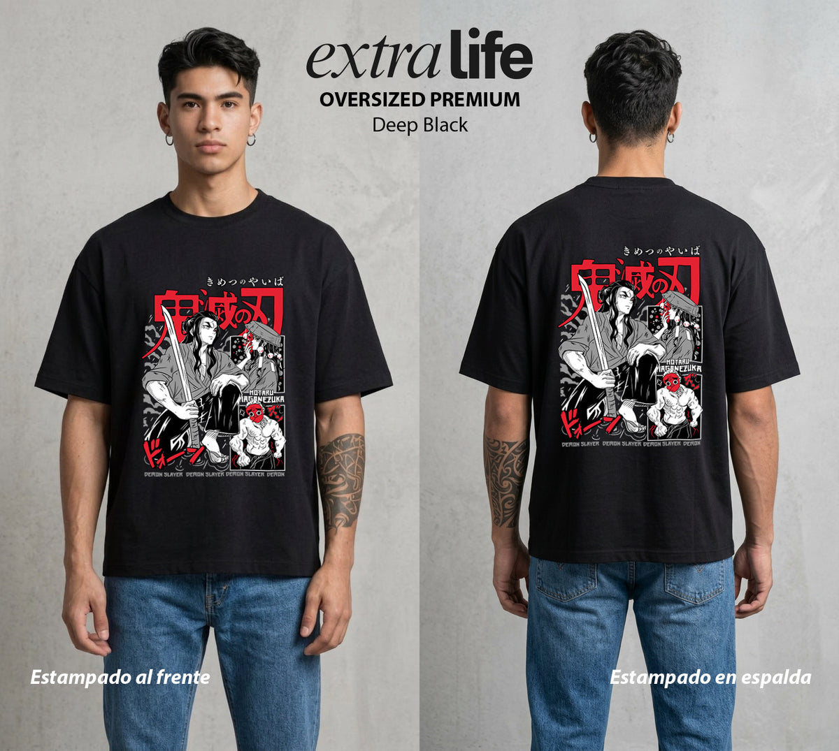 Cazadores de la Noche | El Maestro Forjador #01042 - Playera Oversized Premium | Deep Black - Foto en modelo