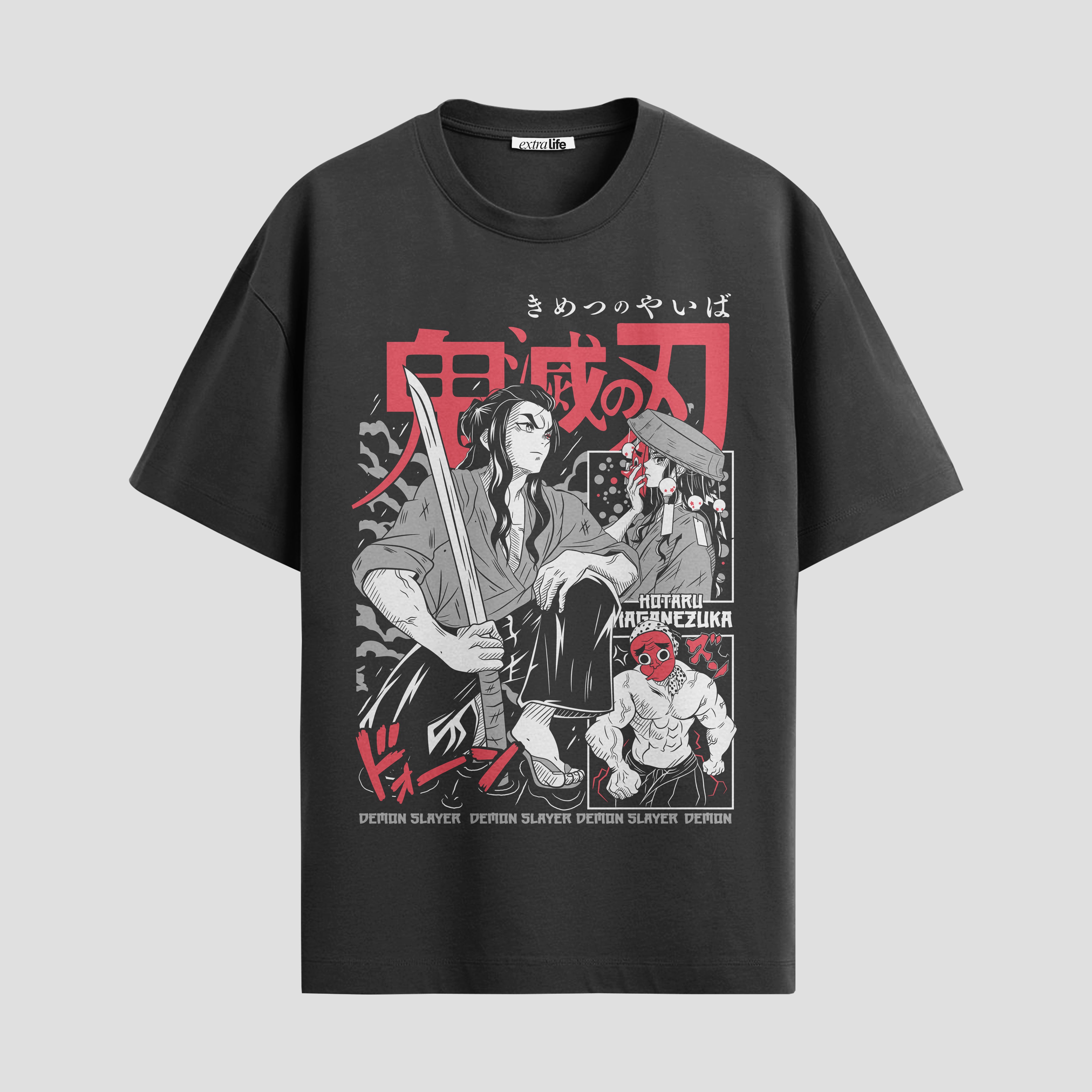 Playera urbana de anime y gaming ExtraLife MX, corte Standard Fit unisex ligero y transpirable en color Deep Black y Pure White, ropa de uso diario para gym y casual.