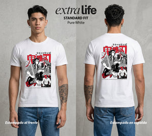 Cazadores de la Noche | El Maestro Forjador #01042 - Playera Standard Fit | Pure White - Foto en modelo