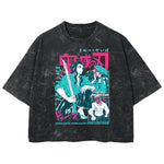 Playera streetwear premium de anime y gaming ExtraLife MX, corte boxy deluxe mineral wash heavyweight en color Acid Wash, moda urbana mexicana de culto.