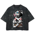 Playera streetwear premium de anime y gaming ExtraLife MX, corte boxy deluxe mineral wash heavyweight en color Acid Wash, moda urbana mexicana de culto.