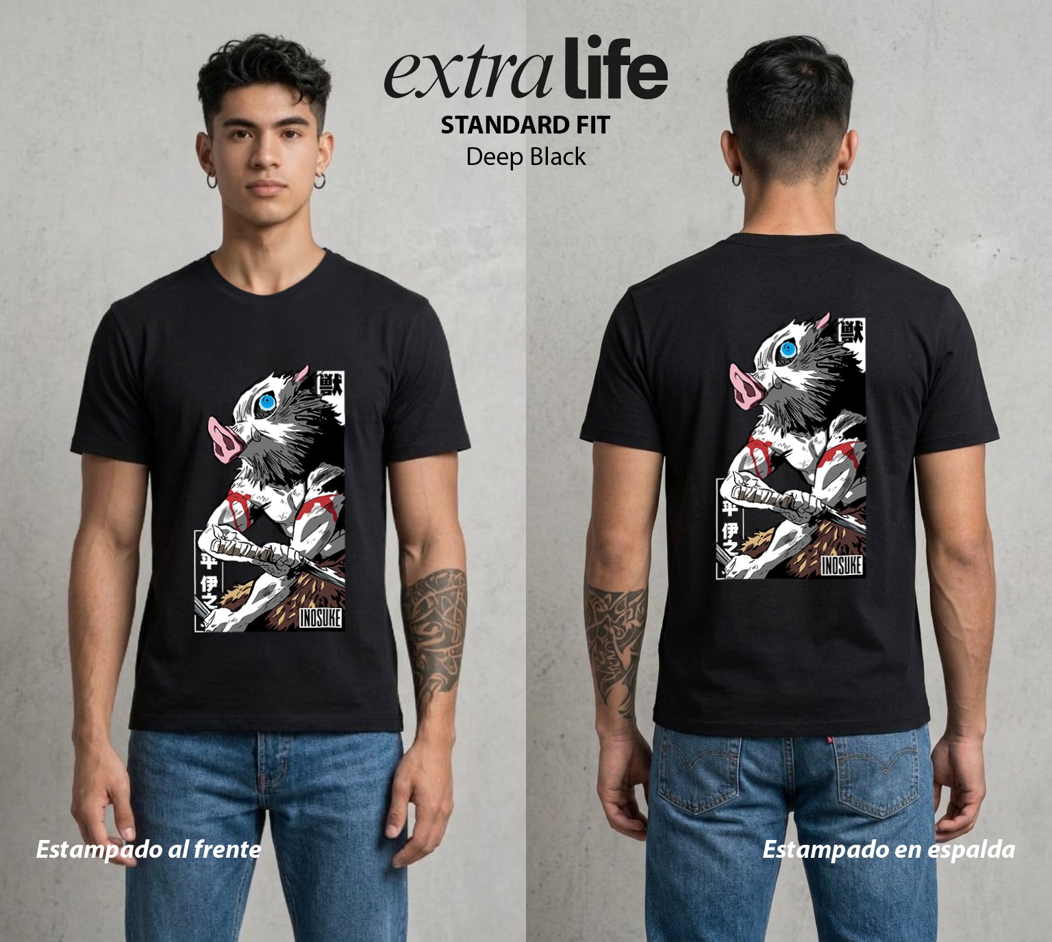 Cazadores de la Noche | Mascara de Jabali #01046 - Playera Standard Fit | Deep Black - Foto en modelo