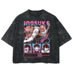 Playera streetwear premium de anime y gaming ExtraLife MX, corte boxy deluxe mineral wash heavyweight en color Acid Wash, moda urbana mexicana de culto.