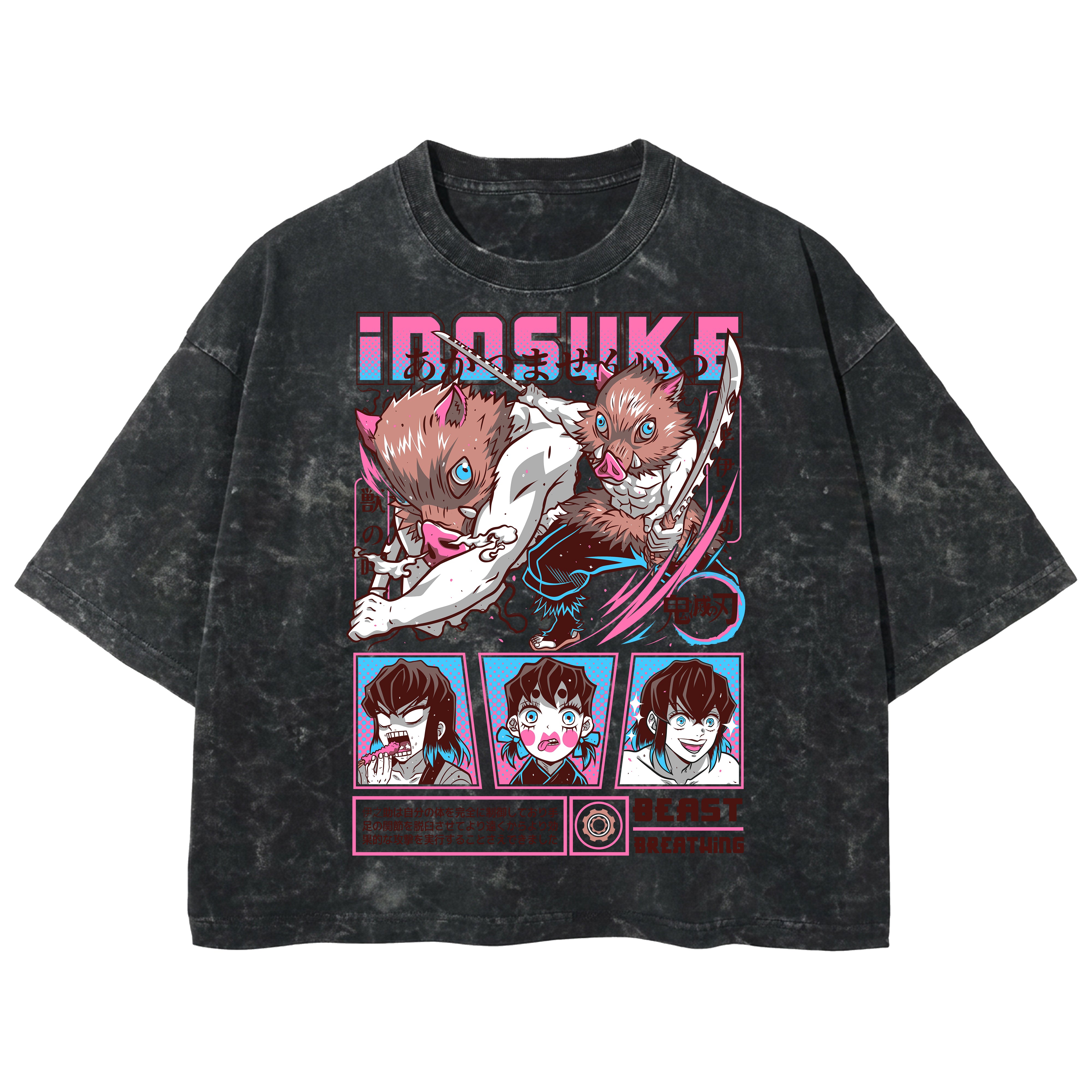 Playera streetwear premium de anime y gaming ExtraLife MX, corte boxy deluxe mineral wash heavyweight en color Acid Wash, moda urbana mexicana de culto.