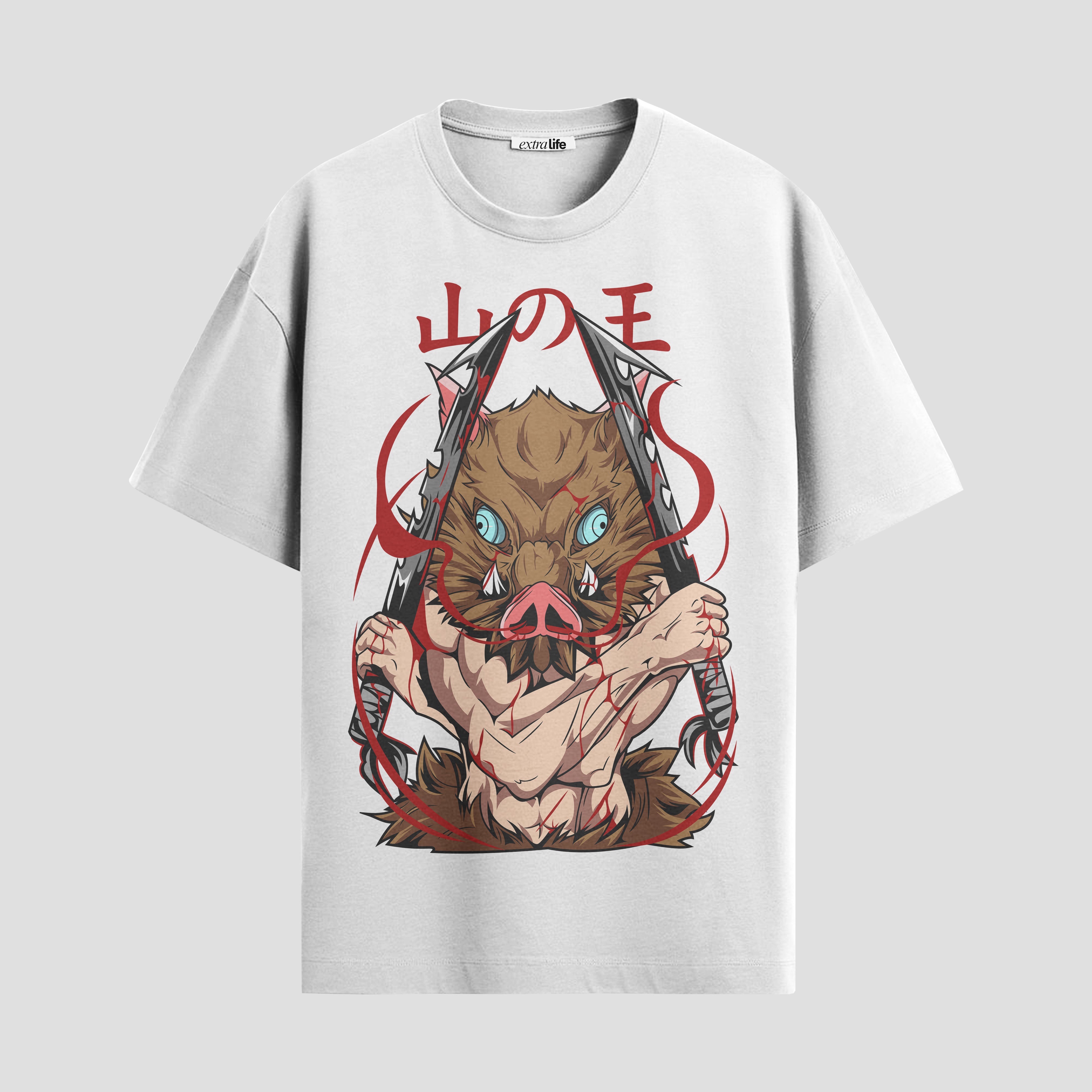 Playera urbana de anime y gaming ExtraLife MX, corte Standard Fit unisex ligero y transpirable en color Deep Black y Pure White, ropa de uso diario para gym y casual.