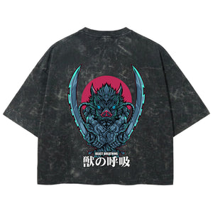 Playera streetwear premium de anime y gaming ExtraLife MX, corte boxy deluxe mineral wash heavyweight en color Acid Wash, moda urbana mexicana de culto.