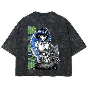 Playera streetwear premium de anime y gaming ExtraLife MX, corte boxy deluxe mineral wash heavyweight en color Acid Wash, moda urbana mexicana de culto.