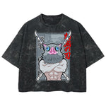 Playera streetwear premium de anime y gaming ExtraLife MX, corte boxy deluxe mineral wash heavyweight en color Acid Wash, moda urbana mexicana de culto.