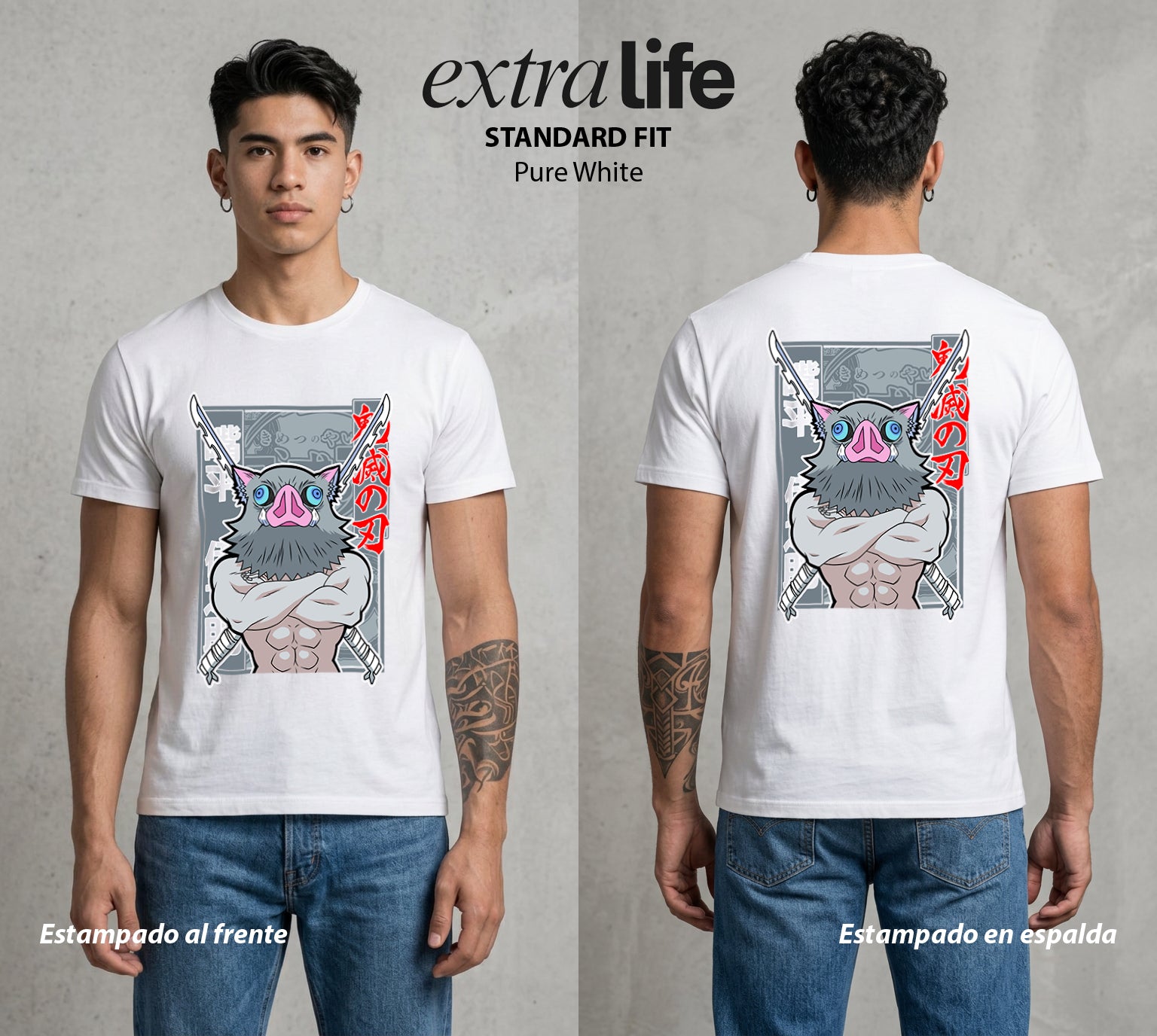 Cazadores de la Noche | El Feral del Equipo #01059 - Playera Standard Fit | Pure White - Foto en modelo