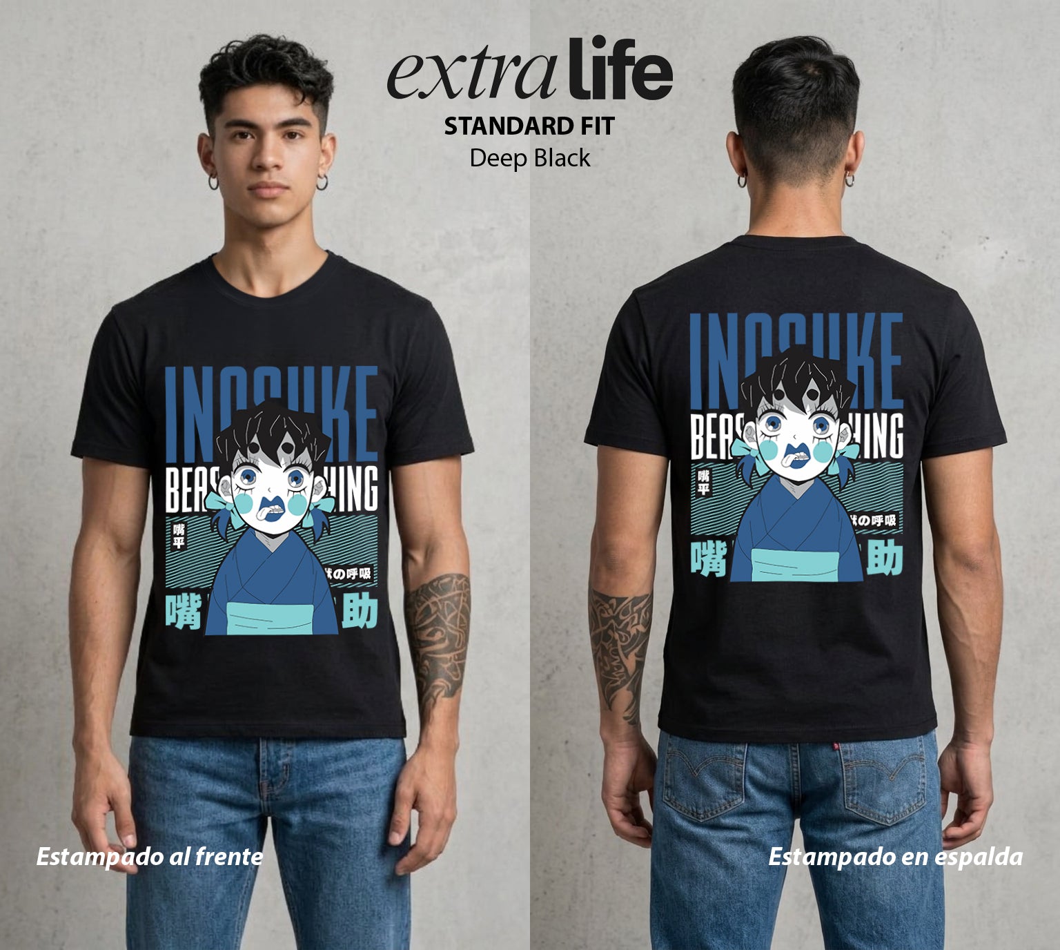Cazadores de la Noche | El Jabalí del Monte #01061 - Playera Standard Fit | Deep Black - Foto en modelo