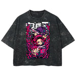 Playera streetwear premium de anime y gaming ExtraLife MX, corte boxy deluxe mineral wash heavyweight en color Acid Wash, moda urbana mexicana de culto.