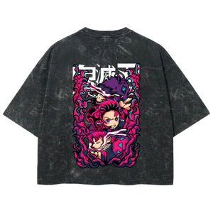 Playera streetwear premium de anime y gaming ExtraLife MX, corte boxy deluxe mineral wash heavyweight en color Acid Wash, moda urbana mexicana de culto.