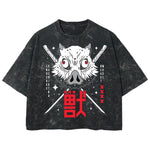 Playera streetwear premium de anime y gaming ExtraLife MX, corte boxy deluxe mineral wash heavyweight en color Acid Wash, moda urbana mexicana de culto.