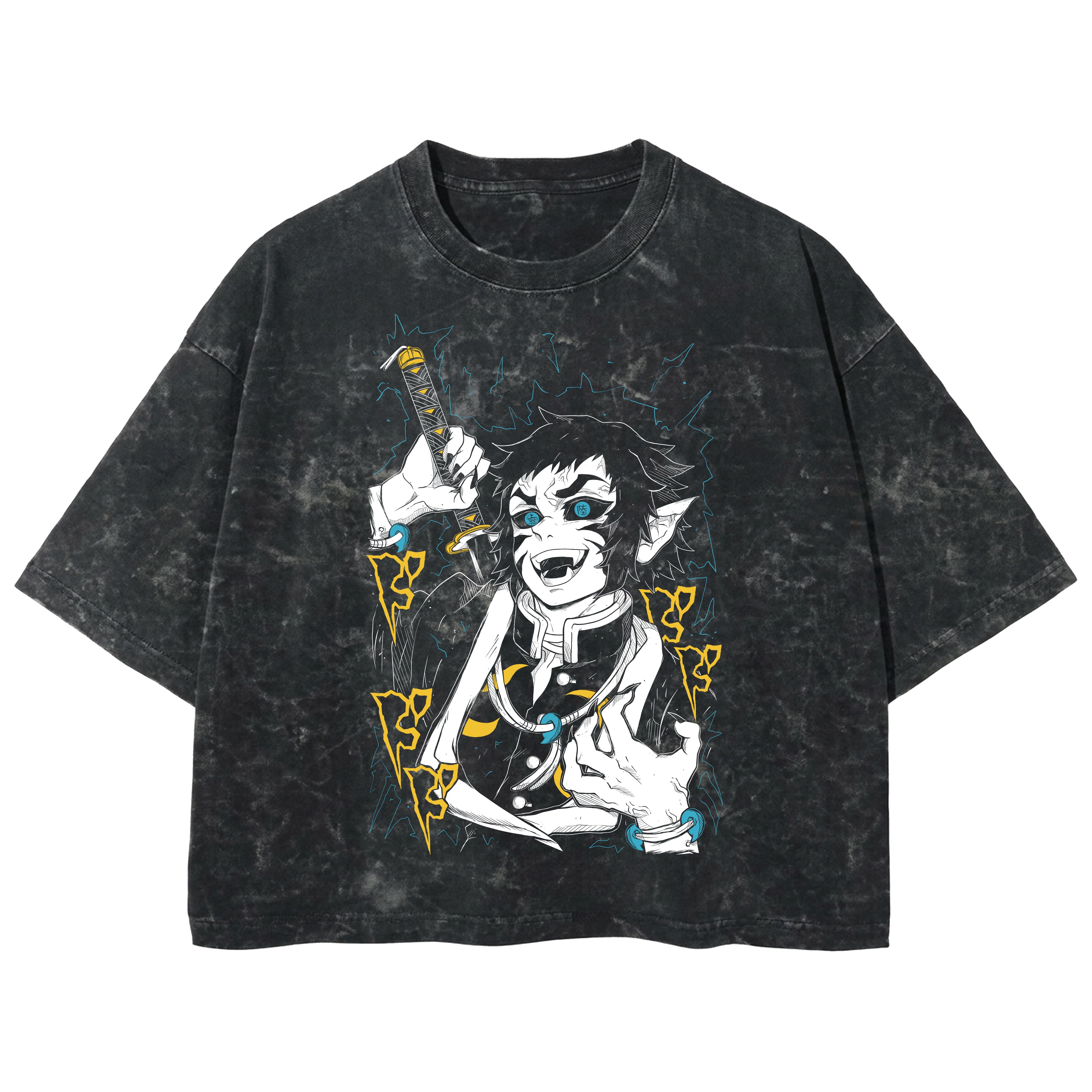 Playera streetwear premium de anime y gaming ExtraLife MX, corte boxy deluxe mineral wash heavyweight en color Acid Wash, moda urbana mexicana de culto.