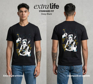 Cazadores de la Noche | Demon Slayer Kaigaku #01064 - Playera Standard Fit | Deep Black - Foto en modelo