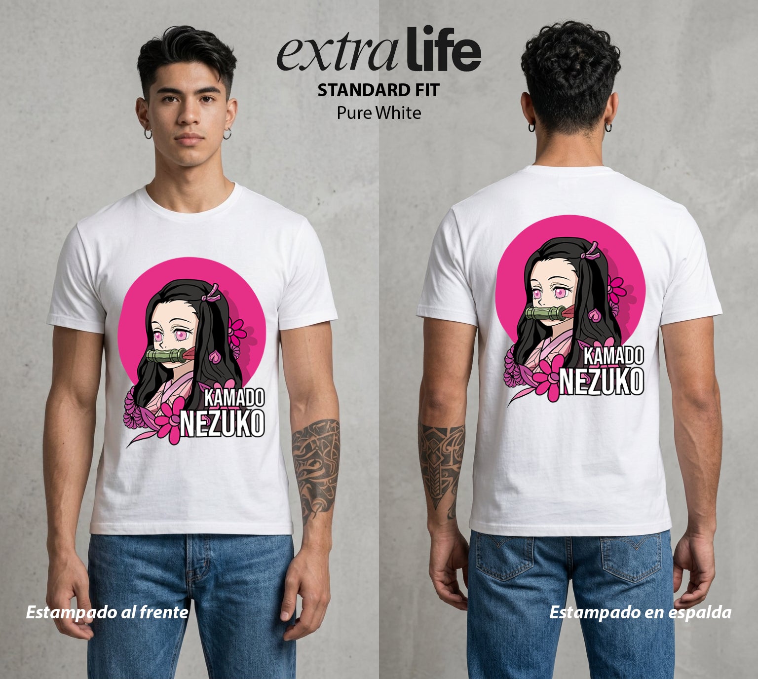 Cazadores de la Noche | La Hermana de Bambu #01065 - Playera Standard Fit | Pure White - Foto en modelo
