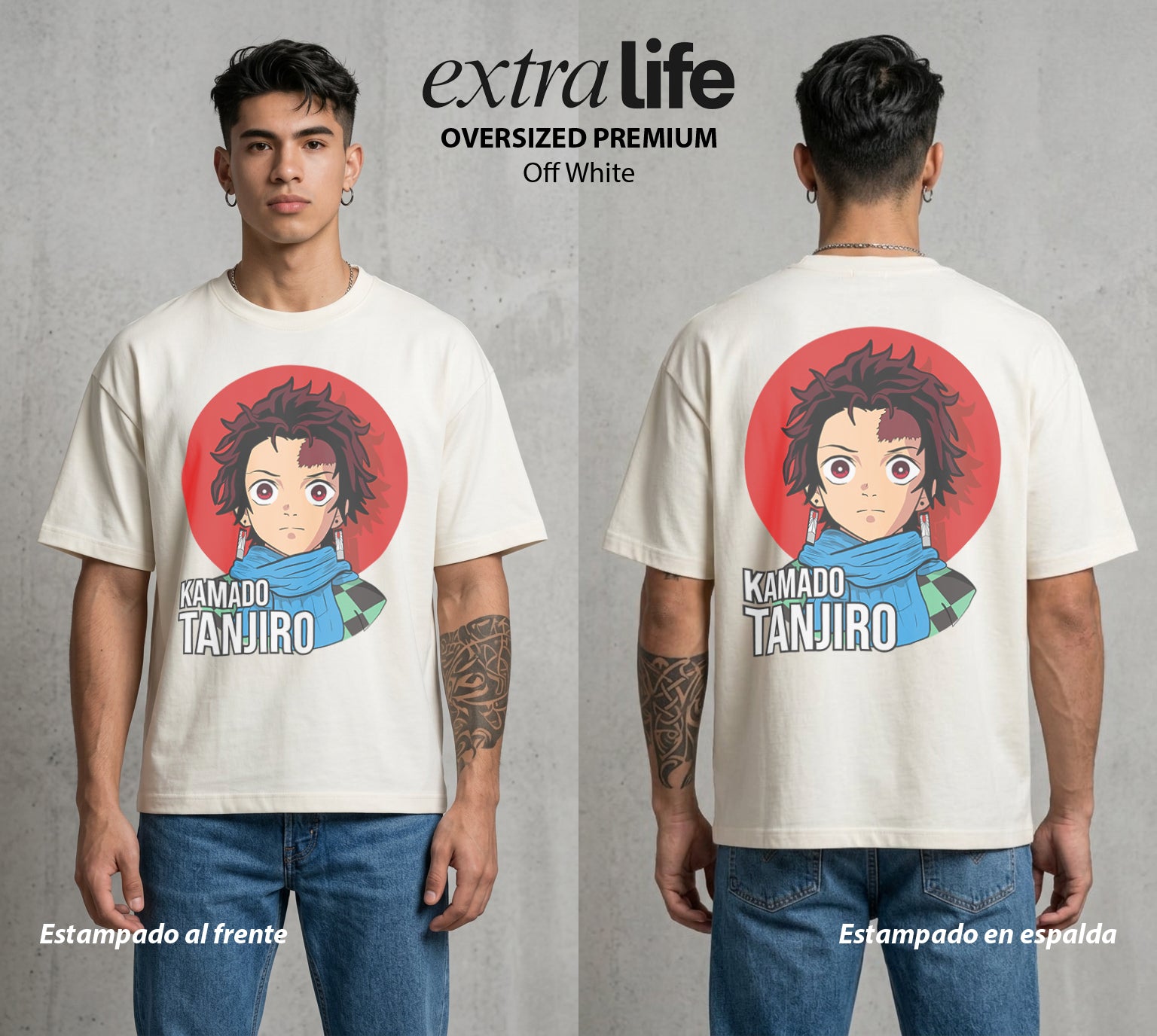 Cazadores de la Noche | El Cazador del Agua #01066 - Playera Oversized Premium | Off White - Foto en modelo