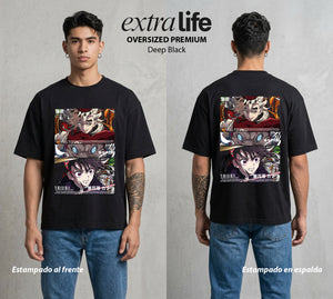 Cazadores de la Noche | Demon Slayer Kanao X #01068 - Playera Oversized Premium | Deep Black - Foto en modelo