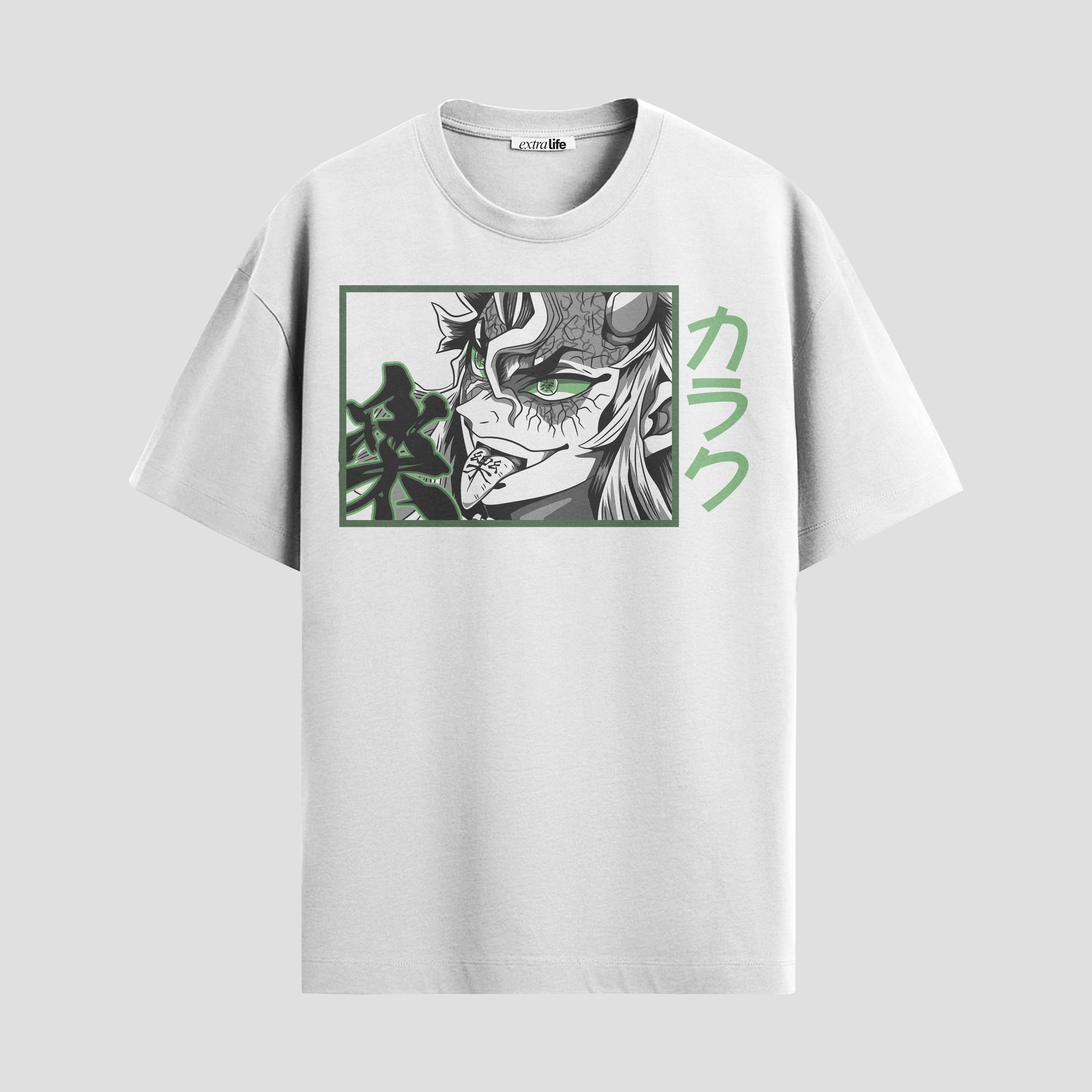Playera urbana de anime y gaming ExtraLife MX, corte Standard Fit unisex ligero y transpirable en color Deep Black y Pure White, ropa de uso diario para gym y casual.