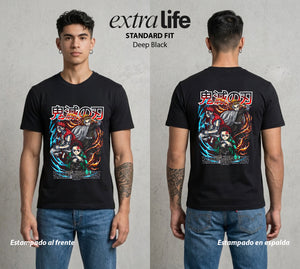 Cazadores de la Noche | La Hoja del Asesino #01071 - Playera Standard Fit | Deep Black - Foto en modelo