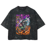 Playera streetwear premium de anime y gaming ExtraLife MX, corte boxy deluxe mineral wash heavyweight en color Acid Wash, moda urbana mexicana de culto.