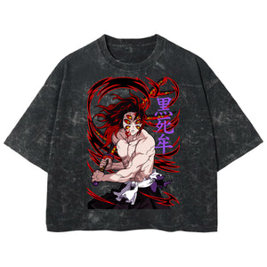 Playera streetwear premium de anime y gaming ExtraLife MX, corte boxy deluxe mineral wash heavyweight en color Acid Wash, moda urbana mexicana de culto.