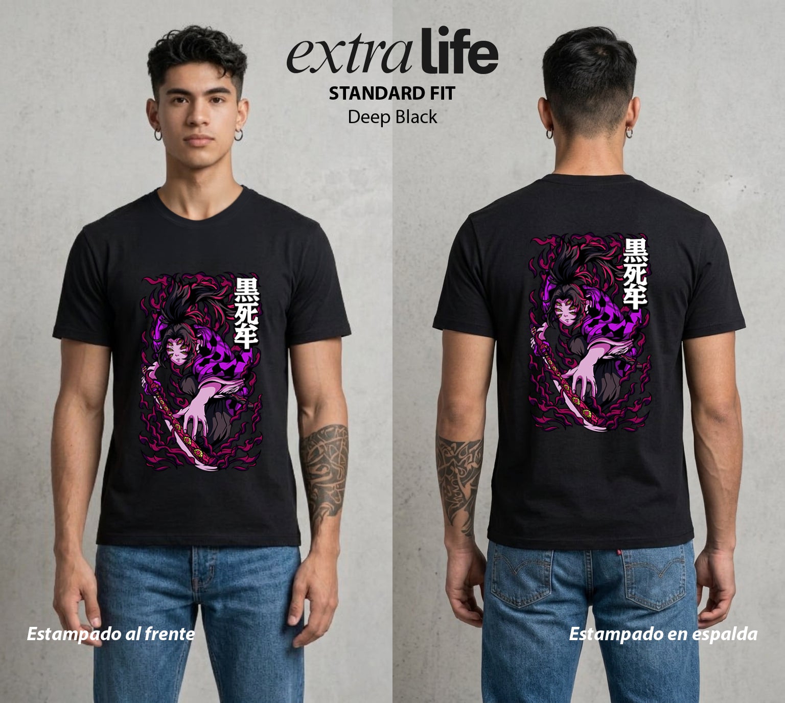 Cazadores de la Noche | El Demon de la Luna #01080 - Playera Standard Fit | Deep Black - Foto en modelo