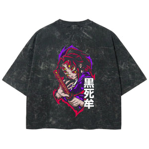 Playera streetwear premium de anime y gaming ExtraLife MX, corte boxy deluxe mineral wash heavyweight en color Acid Wash, moda urbana mexicana de culto.