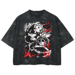 Playera streetwear premium de anime y gaming ExtraLife MX, corte boxy deluxe mineral wash heavyweight en color Acid Wash, moda urbana mexicana de culto.