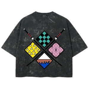 Playera streetwear premium de anime y gaming ExtraLife MX, corte boxy deluxe mineral wash heavyweight en color Acid Wash, moda urbana mexicana de culto.
