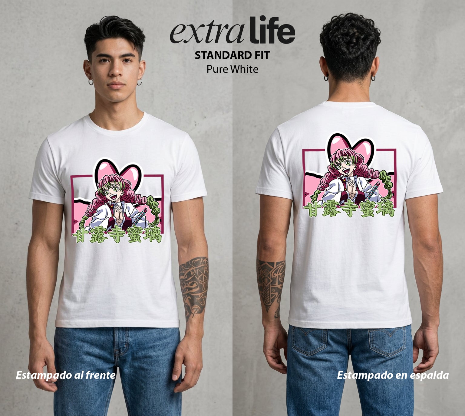 Cazadores de la Noche | La Flexibilidad del Amor #01090 - Playera Standard Fit | Pure White - Foto en modelo