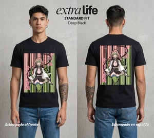 Cazadores de la Noche | Amor y Flexibilidad #01097 - Playera Standard Fit | Deep Black - Foto en modelo