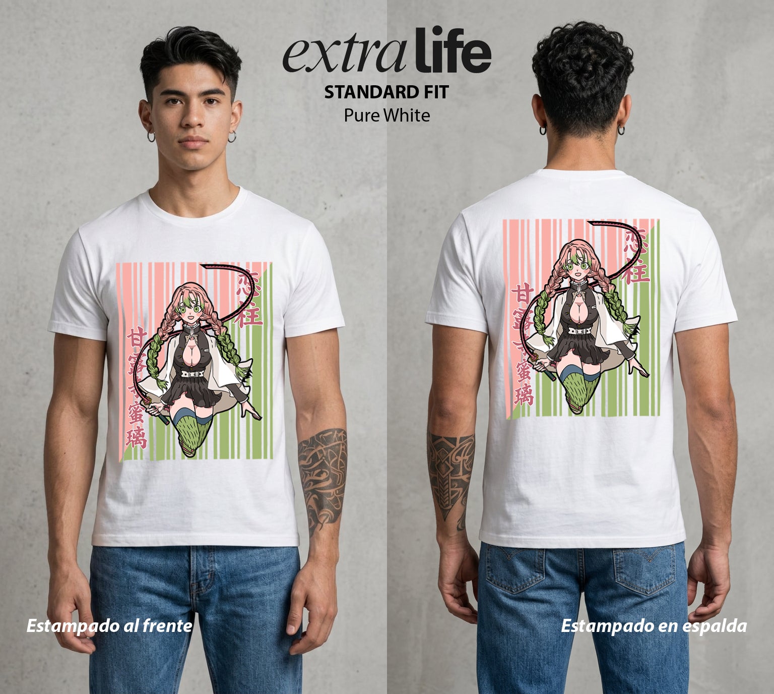 Cazadores de la Noche | Amor y Flexibilidad #01097 - Playera Standard Fit | Pure White - Foto en modelo