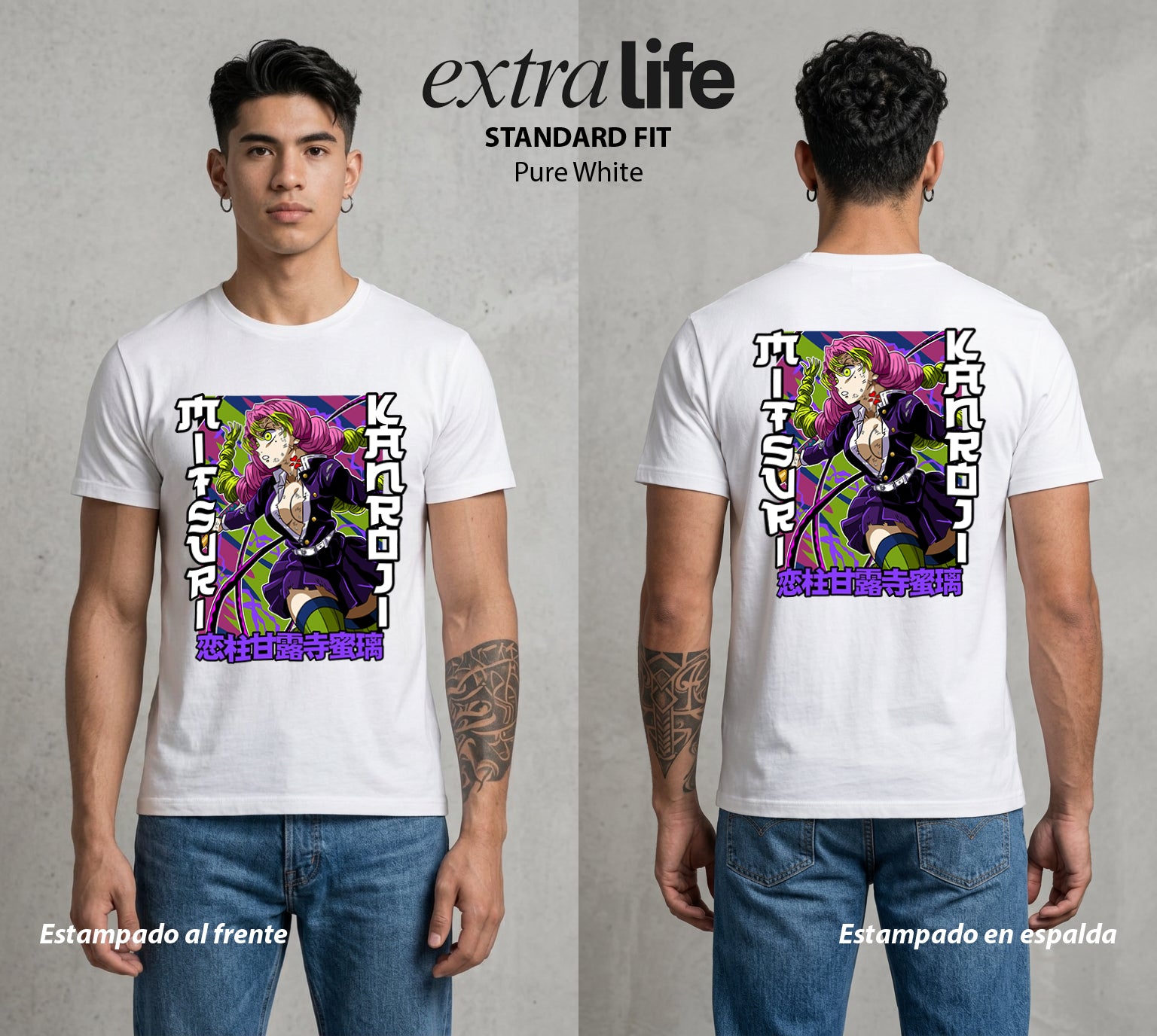 Cazadores de la Noche | El Amor en Llamas #01099 - Playera Standard Fit | Pure White - Foto en modelo